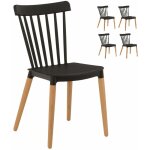 Kosmi - lot de 4 chaises style scandinave  barreaux modle pop - coque en rsine noire et pieds en bois ...