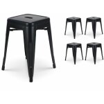 Kosmi - lot de 4 tabourets en m�tal noir mat style industriel - hauteur 46 cm