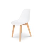 Chaise style scandinave modle gabby - coque en rsine blanche et pieds en bois naturel