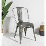 Kosmi - chaise en m�tal brut aspect galvanis� - style industriel