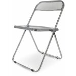 Chaise pliable en plexiglass couleur inox et gris fum smoke