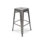Kosmi - tabouret de bar en m�tal brut aspect galvanis� - hauteur 76 cm