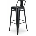 Kosmi - tabouret de bar en m�tal noir mat style industriel - avec dossier - hauteur 76 cm