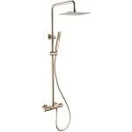 Kroos ® - colonne de douche thermostatique pour baignoire avec bec cascade - doré brossé Kroos ® - colonne de douche thermostatique pour baignoire avec bec cascade - doré brossé