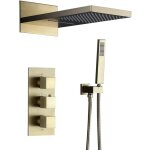 Kroos  - colonne de douche encastrable thermostatique avec pommeau double fonction pluie et cascade ...