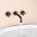 Robinet m�langeur lavabo mural bronze - corbeau