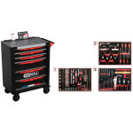 Ks tools - servante d'atelier 6 tiroirs fabriqu�e en france, �quip�e de 264 outils - 824. 6134f