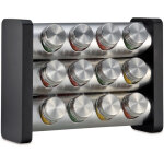 K�chenprofi - pr�sentoir � �pices avec 12 bocaux noir rectangulaire