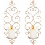 Lot de 2 photophore chandelier porte bougie mural murale muraux en mtal, bougeoir pour mur chambre salle ...