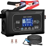 Kzq - chargeur de batterie voiture 20a 12v / 24v, chargeur batterie moto avec cran lcd et boutons tactiles ...