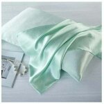Kzq - taie d'oreiller en soie de műrier naturelle, soie, vert clair, standard 50x75cm Kzq - taie d'oreiller en soie de műrier naturelle, soie, vert clair, standard 50x75cm