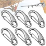 6 pices 304 mousqueton en inox, mousqueton inox 50mm, mousqueton en forme d'oeuf, mousqueton a ressort ...