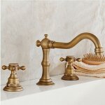 Laiton massif deux poign�es trois trous widespread bathroom laiton robinet d'�vier antique pont fini ...