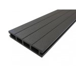 Lame terrasse bois composite alvolaire qualita l 360 cm / l14 cm / ep 2, 5 cm - coloris - gris carbone, ...