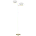 Lampadaire 2 sph�res  glamy  180cm blanc & or