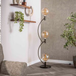 Lampadaire 3 ampoules 35x30x160 cm en verre et m�tal bronze