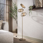 Lampadaire 3 lampes rondes en m�tal beige - hoovy