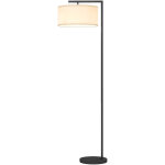 Lampadaire, abat - jour en lin, base ronde stable, 47 x 37 x 153 cm, noir et blanc