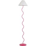 Lampadaire blanc et rose en m�tal et abat - jour en synth�tique conique 161 cm � pied sinueux jikawo