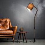 Led lampadaire textile articul� lampadaire debout bois abat - jour orientable, brun noir, 9w 810lm blanc ...