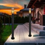 Lampadaire borne lumineuse chemin lumineux lampes de jardin noir ip44 lampadaire balcon, acier inoxydable ...