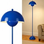 Lampadaire champignon en m�tal bleu cobalt 160 cm