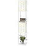 Lampadaire colonne blanc salon motif quadrill� 2 compartiments interrupteur pied cha�nette douille e27 ...