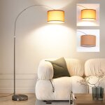 Lampadaire décoratif en arc led e27 9 w 3000 k, ø 33 cm, abat - jour en tissu lin nickel, pour salon ... Lampadaire décoratif en arc led e27 9 w 3000 k, ø 33 cm, abat - jour en tissu lin nickel, pour salon ...