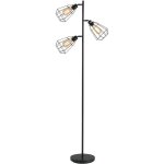 Lampadaire design industriel 3 ampoules max. 40 w abat - jour cage m�tal noir