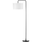 Lampadaire design n�o - r�tro max. 40 w 163h cm abat - jour circulaire aspect lin blanc pi�tement structure ...