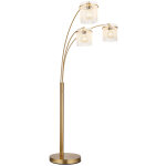Globo lighting - lampadaire lampadaire dor lampe de salon  3 flammes lampe d'appoint, tiges en verre ...