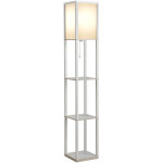 Lampadaire �tag�re 26l x 26l x 160h cm 3 �tag�res 4 niveaux mdf blanc