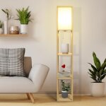 Lampadaire �tag�re, lampe sur pied en bois 3 �tag�res, �clairage int�rieur, convient pour le salon, la ...