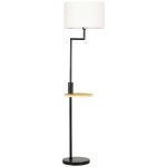Lampadaire avec �tag�re, lampe sur pied, cha�ne, e 27, 40 w, bambou, naturel + noir