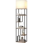 Lampadaire avec �tag�re, lampadaire de salon, � intensit� variable, t�l�commande, 40 x 29 x 171 cm, marron ...