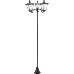 Lampadaire d'ext�rieur 3 flammes solaire - acier inoxydable 201 noir - 120 lumens ip44 - 51. 5x47x182. ...
