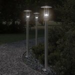 Lampadaires d'extrieur 3 pcs argent 100 cm acier inoxydable