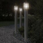 Lampadaires d'extérieur 3 pcs argenté 110 cm acier inoxydable Lampadaires d'extérieur 3 pcs argenté 110 cm acier inoxydable