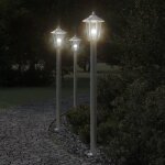 Lampadaires d'extrieur 3 pcs argent 120 cm acier inoxydable