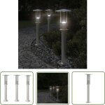 Lampadaires d'extrieur 3 pcs argent 60 cm acier inoxydable - lampadaire exterieur - clairage extrieur ...