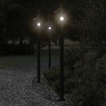 Lampadaires d'extrieur 3 pcs noir 120 cm acier inoxydable