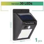 Lampadaire ext�rieur - solaire - 30 led - d�tecteur de mouvement pir - imperm�able - noir