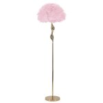 Lampadaire imitation plume  slim  165cm or & rose