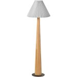 Lampadaire industriel avec abat - jour en tissu et base en bois d'h�v�a blanc naturel aligide