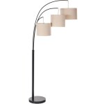 Lampadaire industriel en mtal abat - jour en tissu et lin base en marbre beige et noir caroni