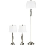 Lampadaire d'int�rieur ensemble de luminaires 3 pi�ces. 1 lampadaire, 2 lampes de table, aspect lin 38 ...