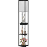 Lampadaire d'int�rieur lampadaire avec �tag�res moderne � led avec port usb a + c, interrupteur � pied ...