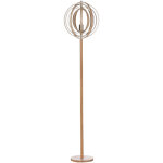 Lampadaire d'int�rieur lampadaire sur pied circulaire 40 w max. abat - jour bois naturel clair dim. � ...