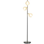 Lampadaire d'int�rieur lampadaire sur pied salon en m�tal avec 3 abat - jours globe m�tal chrom� 40w ...
