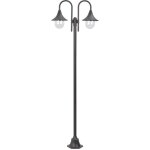 Lampadaire de jardin e27 220 cm aluminium 2 lanternes bronze marron